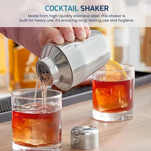 OCS Parts 3-Piece Stainless Steel Cocktail Shaker | 6-Ounce | Makes Perfect - Image 3