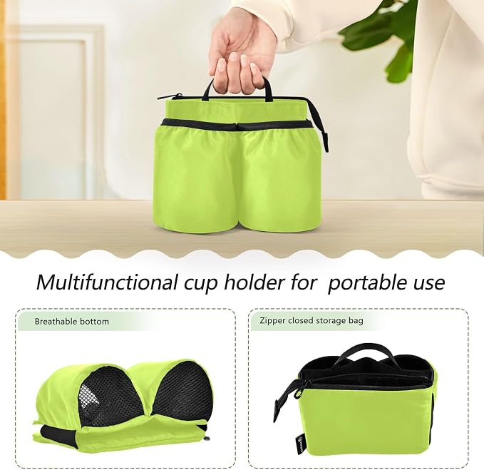 DOMIKING Neon Yellow Travel Luggage Cup Holder - Image 3