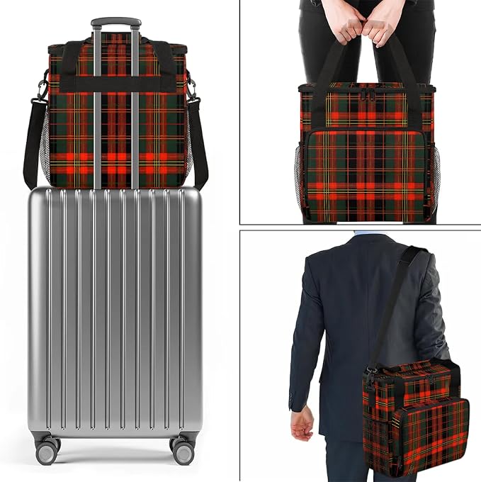 Christmas Plaid Red And Green Coffee Maker Carring Bag, Large Insulated Storage - Image 7