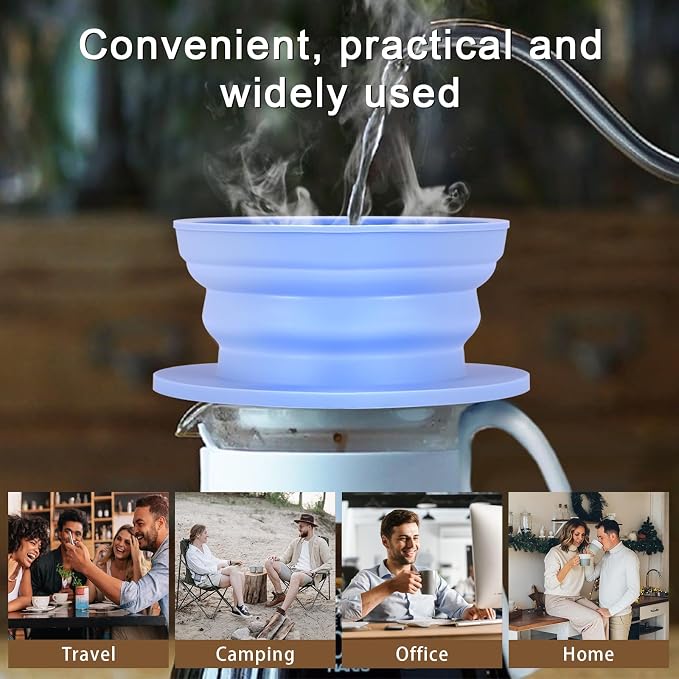 2-Packs Paperless Collapsible Travel Pour Over Coffee Dripper Kit Portable - Image 5