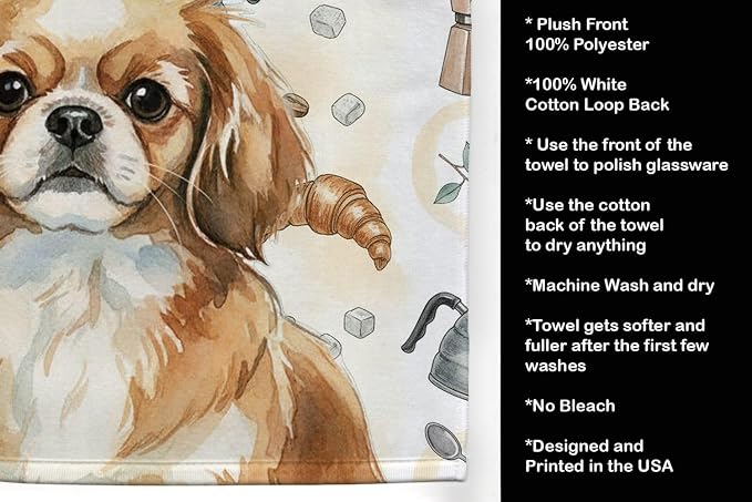 Caroline's Treasures Tibetan Spaniel Coffee Bar Kitchen Towel Velour Plush - Image 4