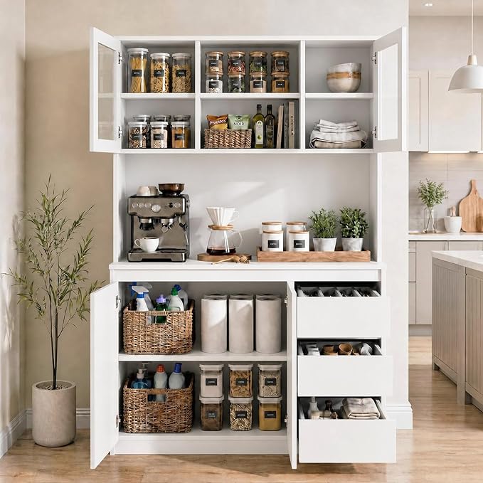 71" Kitchen Pantry Cabinet, Tall Storage Cabinet by IDEALHOUSE