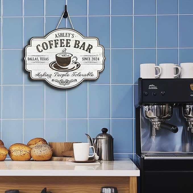 THUYPT Personalized Coffee Sign, Coffee Wooden Sign Plaque Wall Hanging Coffee - Image 5