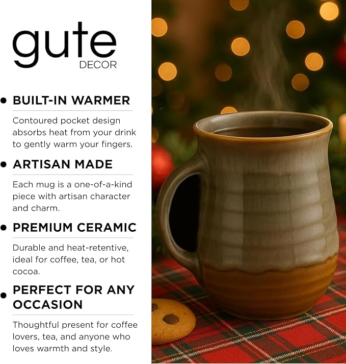 Hand Warmer Mug, Handmade Pottery Ceramic and Hand Painted - Image 5