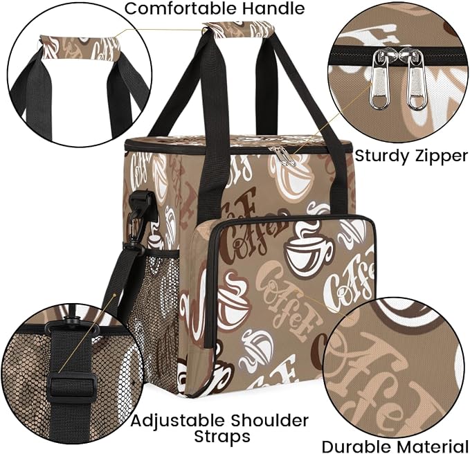 Coffee Time Coffee Maker Carring Bag Hand Drawn Coffee Travel Carrying Storage - Image 6