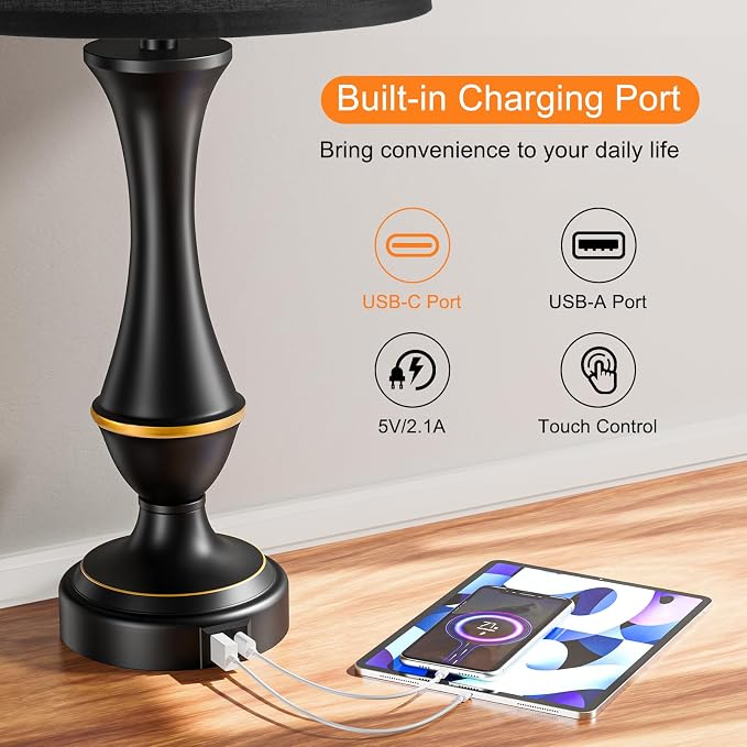 Seealle Upgraded Touch Lamps for Night Stands Set of 2 - Image 3