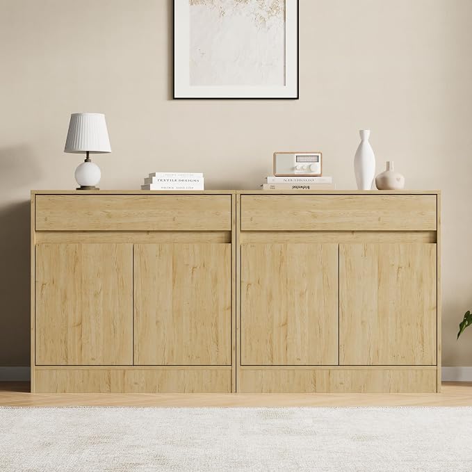 Housoul Buffet Cabinet with 2 Doors and Drawer, Coffee Bar Cabinet with - Image 7