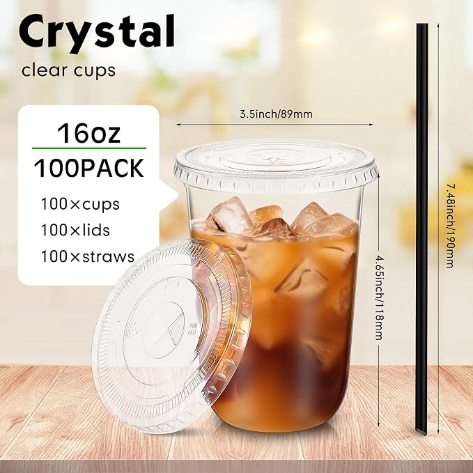 Ziliny 100 Set Clear Plastic Cups - Image 3
