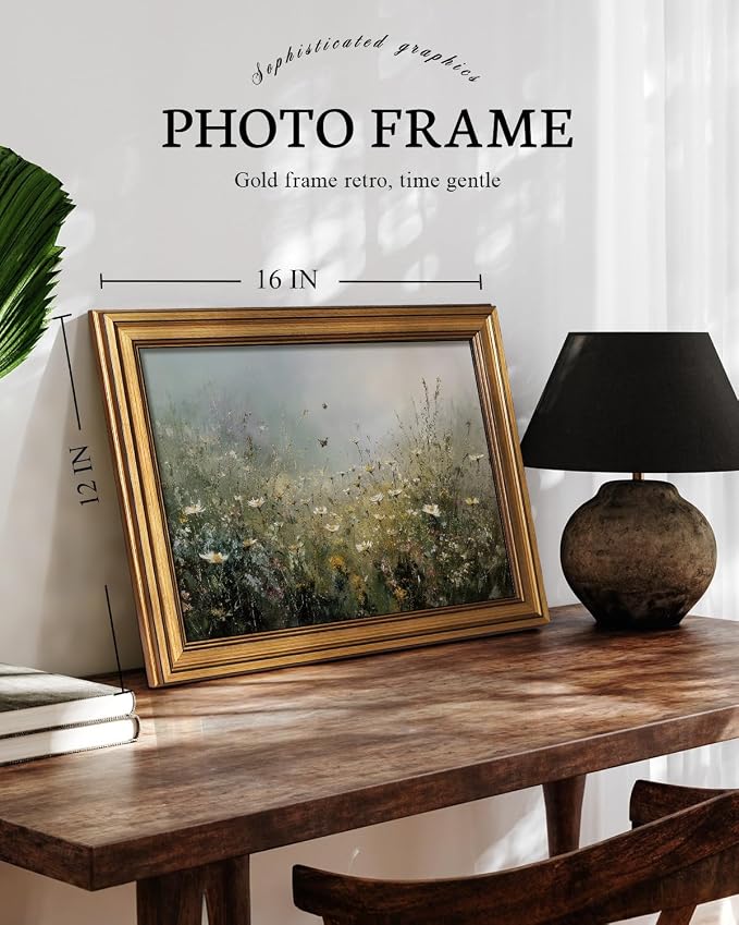 VIYYIEA Gold Framed Art Prints, Wildflower Floral Vintage Art Painting - Image 3