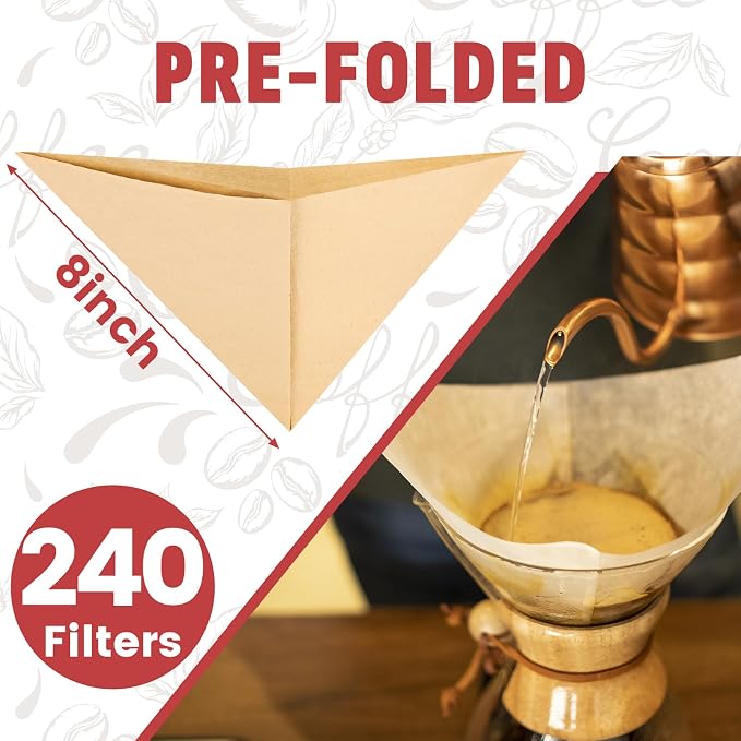 Pre-Folded Unbleached Cone Coffee Filters – Premium Thick Paper, Compatible - Image 2