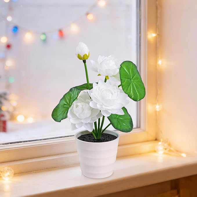 Artificial White Lotus Flower Lamp Flower Night Light - Image 9