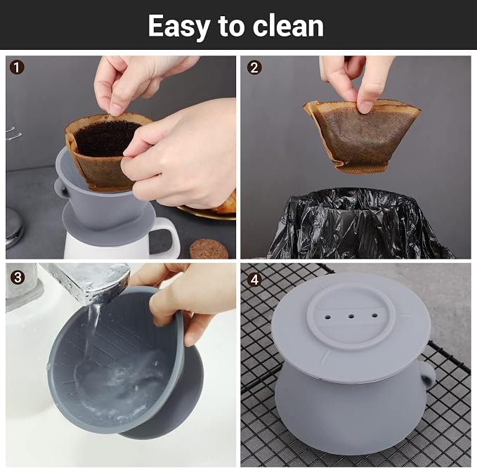 Segarty Silicone Coffee Dripper, Size NO.2 Reusable Cone Drip Filter Holder - Image 6