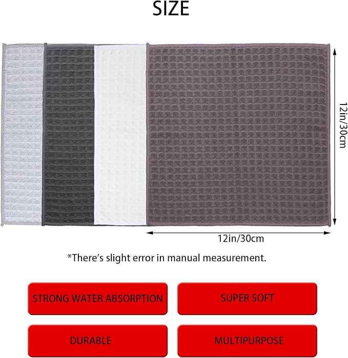 4 Pack Professional Barista Towels，including Brown, Light Gray, Espresso - Image 2