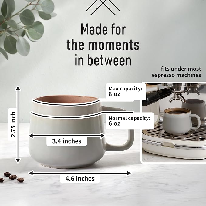 Ava Nord Small Ceramic Coffee Mugs Set of 4 | 8 oz Stoneware Coffee Cups | - Image 2