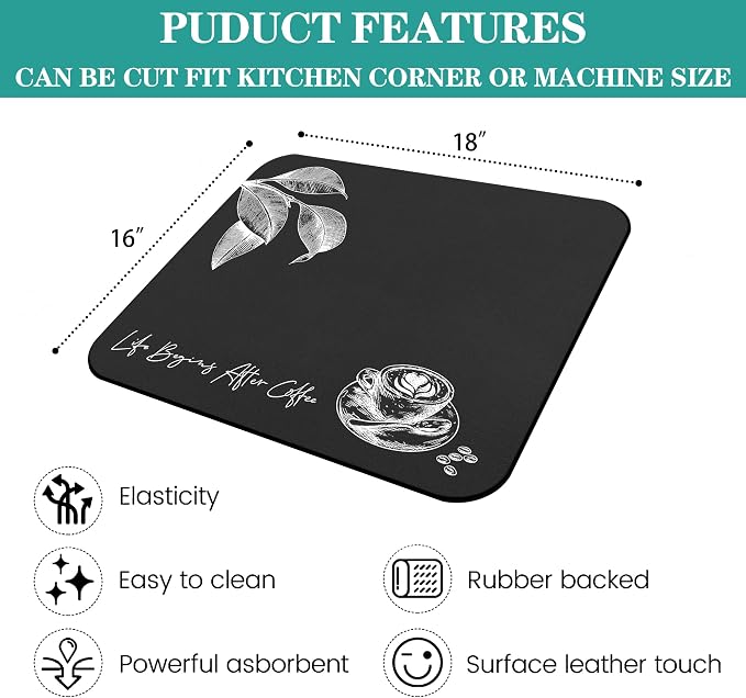 Coffee Mat - Fashion Absorbent Drying Mat Waterproof Protects Kitchen - Maker - Image 3