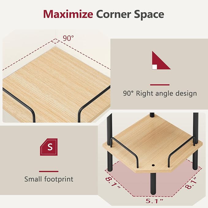 Tajsoon Corner Shelf Stand, 3 Tier Industrial Corner Shelves, Corner Shelving - Image 6