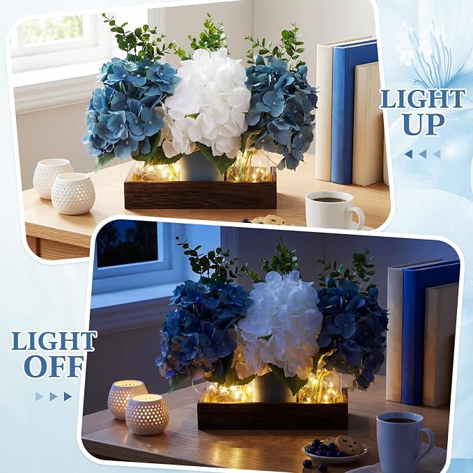 Suncalla 3 Pcs Blue Hydrangea Centerpiece - Image 5