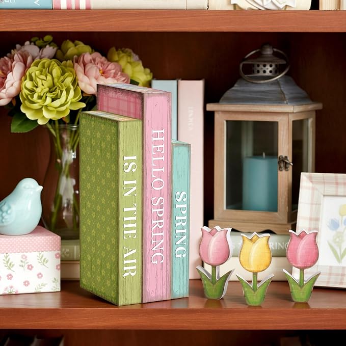 Amyhill 6 Pcs Spring Table Decor, Wooden Pastel Tulip Flower Signs, Decorative - Image 6