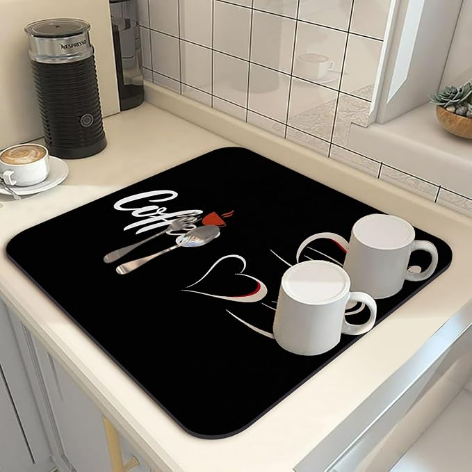 Coffee Bar Mat Rubber Dish Drying Mat - Image 2