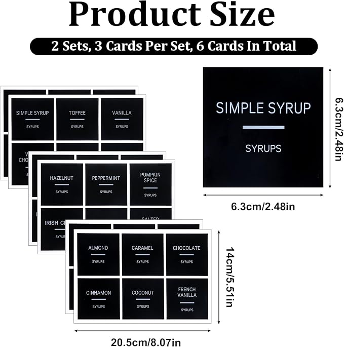 36 Pcs Coffee Syrup Labels, 2.5" x 2.5" Coffee Bar Organization Labels Black - Image 2