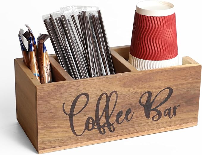 Acacia Wood Station Organizer, Coffee Station Organizer by LBEMEY