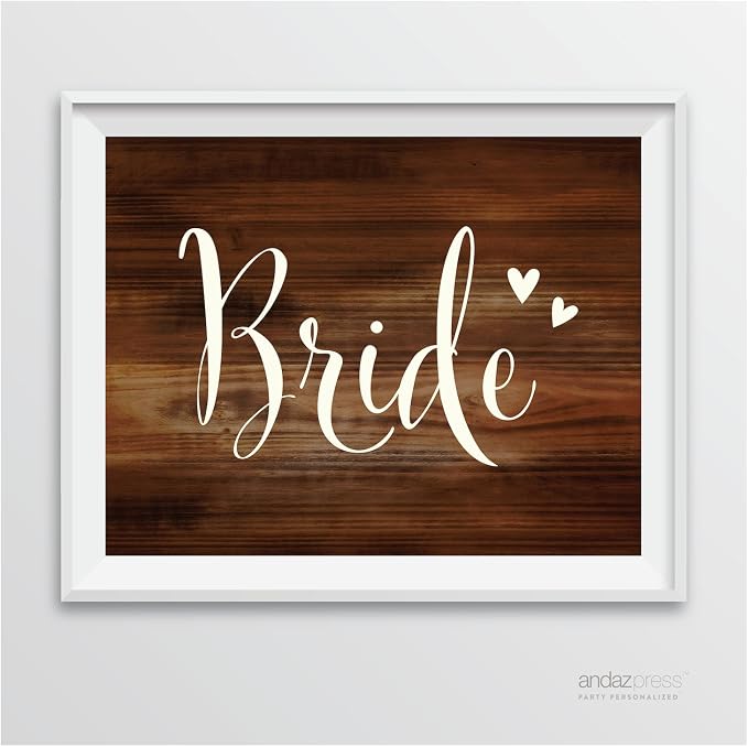 Andaz Press Wedding Party Signs, Rustic Wood Print, 8.5-inch x 11-inch by AndazPress