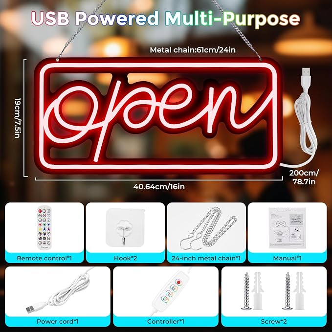 Led Open Signs for Business, Colorful and High Brightness LED And Remote Control - Image 4