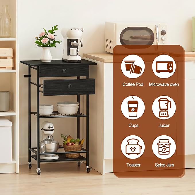 ETELI 5 Tier Rolling Coffee Bar Cart - Image 5