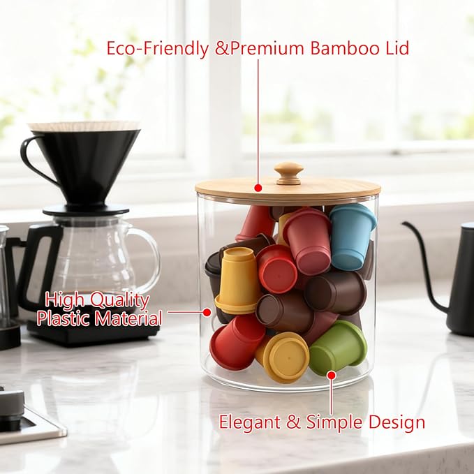 2 Pack Coffee Pod Holder with Bamboo Lid, Coffee Filter Holder, Cafe Bar - Image 4