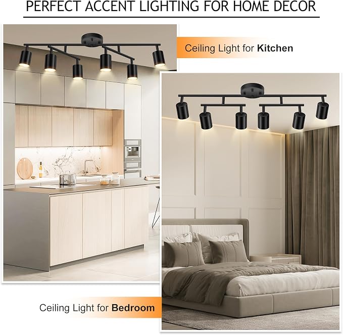 BoostArea 6 Light Track Lighting Kit, Center Swivel Track Light Heads, Flexibly - Image 6