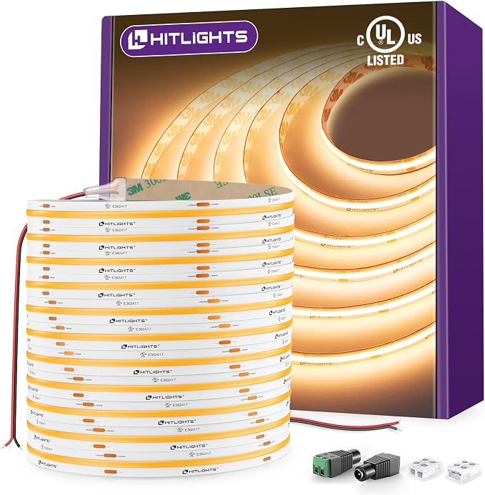HitLights COB LED Strip Lights Warm White 2700K, 32.8ft Premium High Density by HitLights