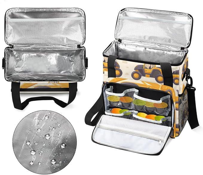 Construction Trucks Travel Coffee Maker Carrying Bag Yellow Large Organizer - Image 3