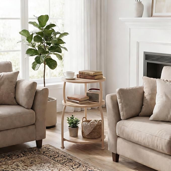 Round Side Table, 3-Tier End Table - Image 7