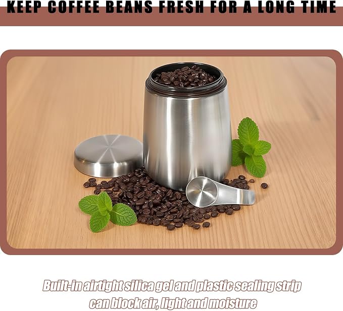 MEKBOK Coffee Canister, Airtight Stainless Steel Kitchen Food Storage Container - Image 3
