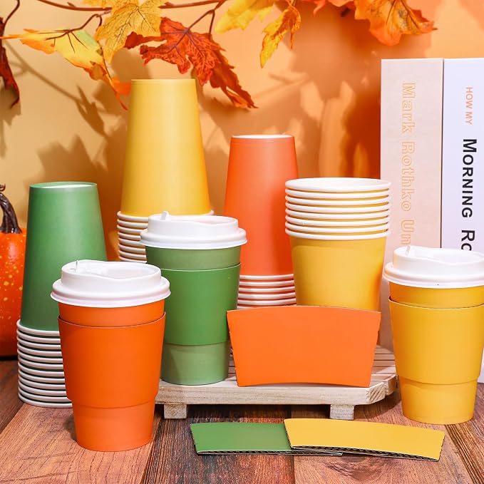 Whaline 60 Set Fall Disposable Coffee Cups - Image 4