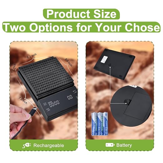 Coffee Scale with Timer, Espresso Scale & Coffee Bean Scale - 3kg/0.1g Precise - Image 2
