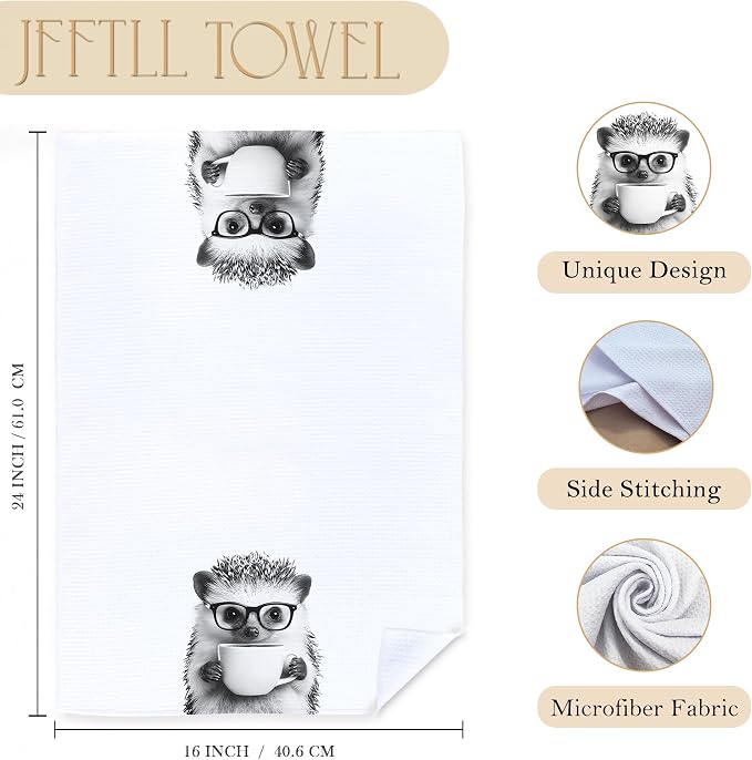 Funny Hedgehog Kitchen Towels Set of 2, Funny Kitchen Decor, Coffee Station - Image 7
