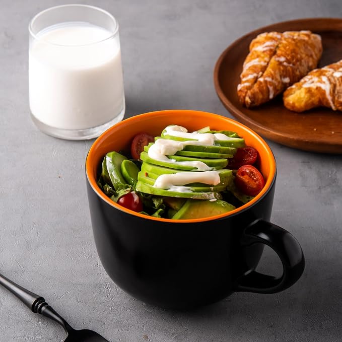 GBhome Ceramic Soup Mugs with Lid, 24 oz Soup Cups with Hanlde - Image 3