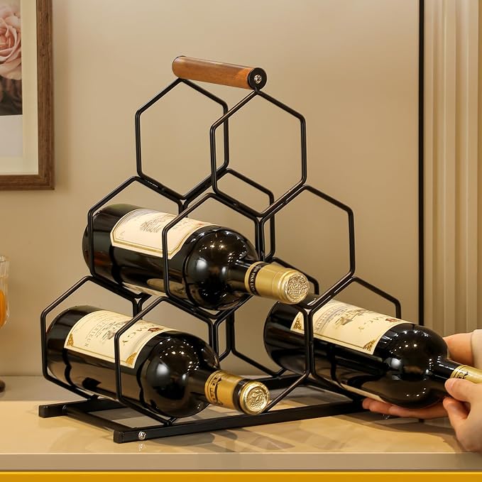 Small Black Wine Rack 6 Bottle Holder Countertop - Image 9