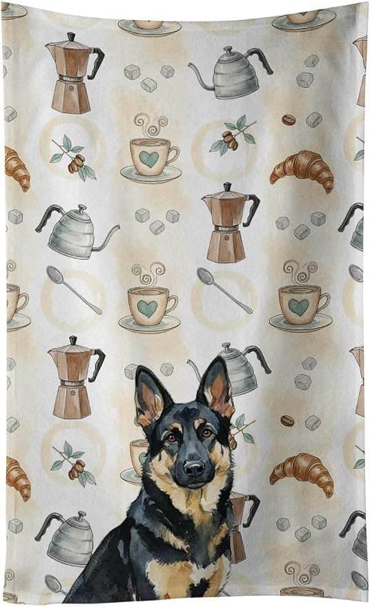 Caroline's Treasures Black and Tan German Shepherd Coffee Bar Kitchen Towel by CarolinesTreasures
