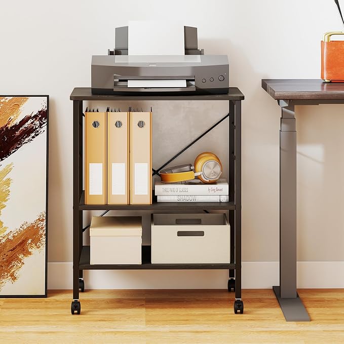 Giantex Kitchen Bakers Rack 3-Tier Microwave Cart on Wheels, Industrial Utility - Image 9