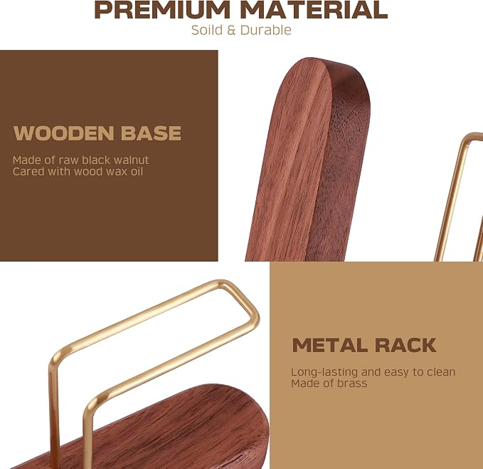 Coffee Filter Holder Storage, Wood & Brass Rack Coffee Filter Container - Image 3