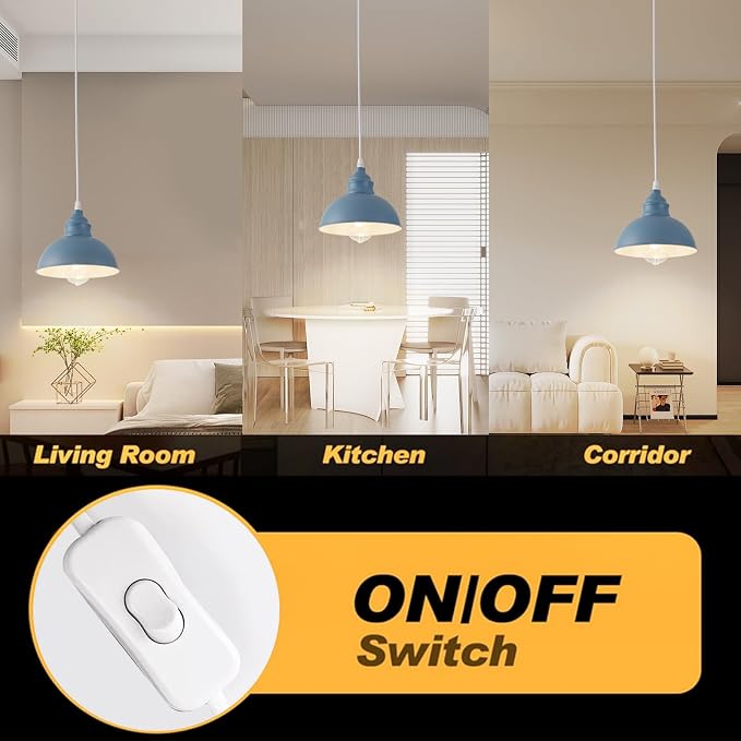Plug in Pendant Light, 15FT Hanging Lights, On/Off Switch, Industrial Pendant - Image 4