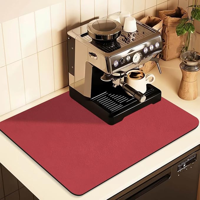 Coffee Mat for Countertops, Coffee Bar Accessories Fit Under Coffee Maker by JuSiyley
