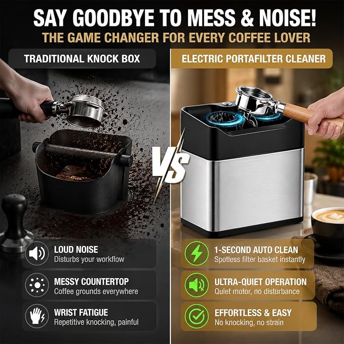 Professional Electric Portafilter Cleaner, 340RPM Rapid Coffee Filter Basket - Image 2