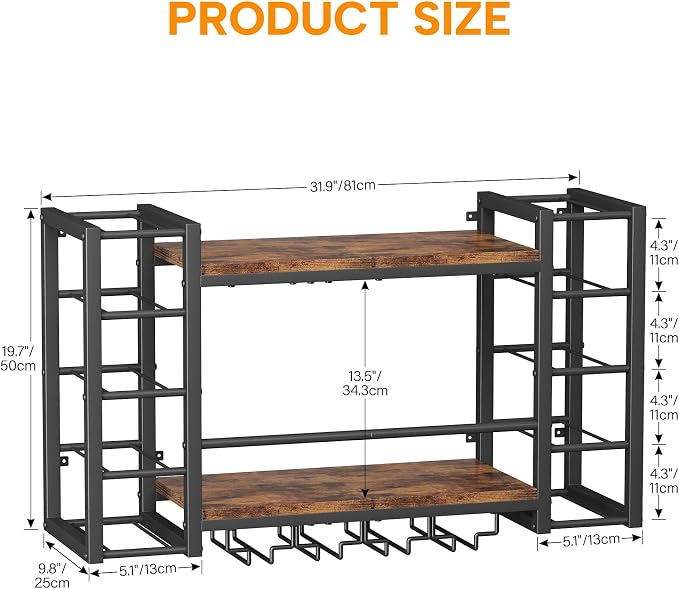 Homeiju Wall Mounted Wine Rack for 30 Bottles, Wider Side Compartments for - Image 3