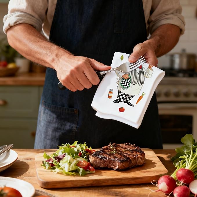 CUTHOLLOW Gourmet Chef Decorative Kitchen Towels Set of 4, 15.74"x23.62" Soft & - Image 6