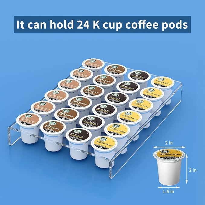 AITEE Acrylic K Cup Drawer Organizer, Hold 24 Coffee Capsules, K Cup Coffee Pod - Image 5