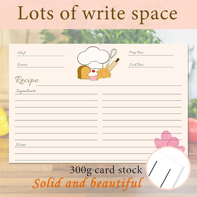 YOJO Recipe Cards, Double Sided Thick Cardstock, Recipe Index Cards - Image 3