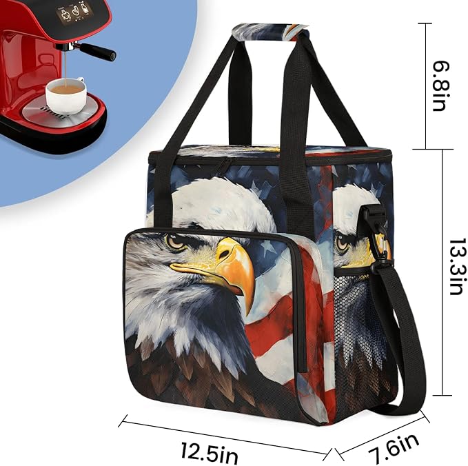 American Flag Eagles Coffee Maker Carring Bag, Large Insulated Storage - Image 2